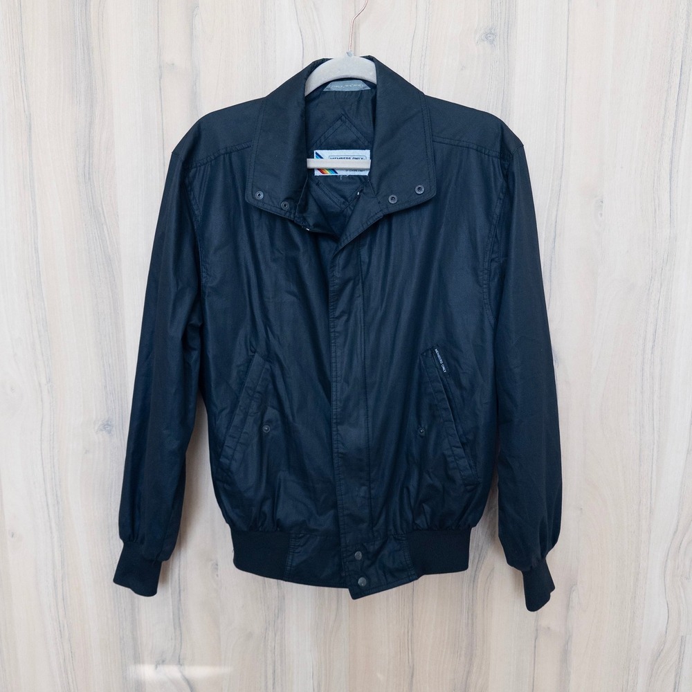 Vintage Members Only Men Racer Jacket 40 Black Iconic Cafe Bomber 80s Streetwear